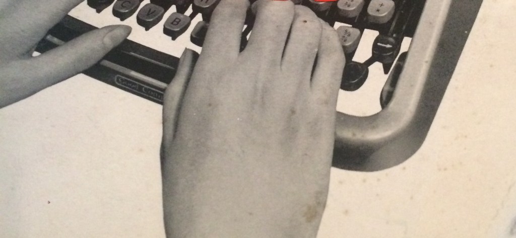image of hands typing on a vintage typewriter
